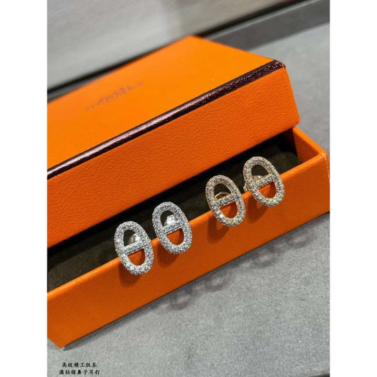 Hermes Farandole Pig Nose Diamond Earrings JWLH0056