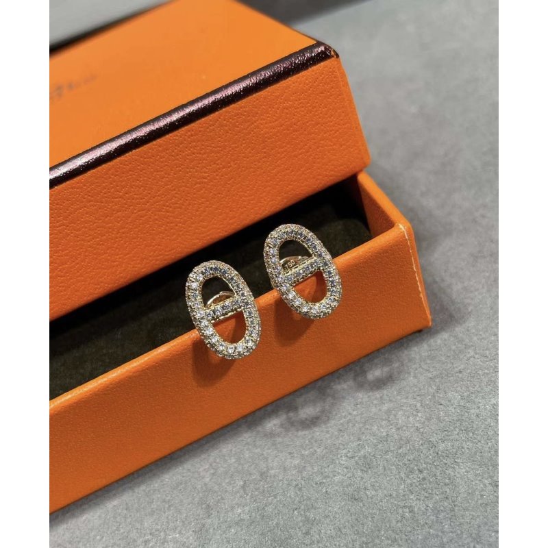 Hermes Farandole Pig Nose Diamond Earrings JWLH0056