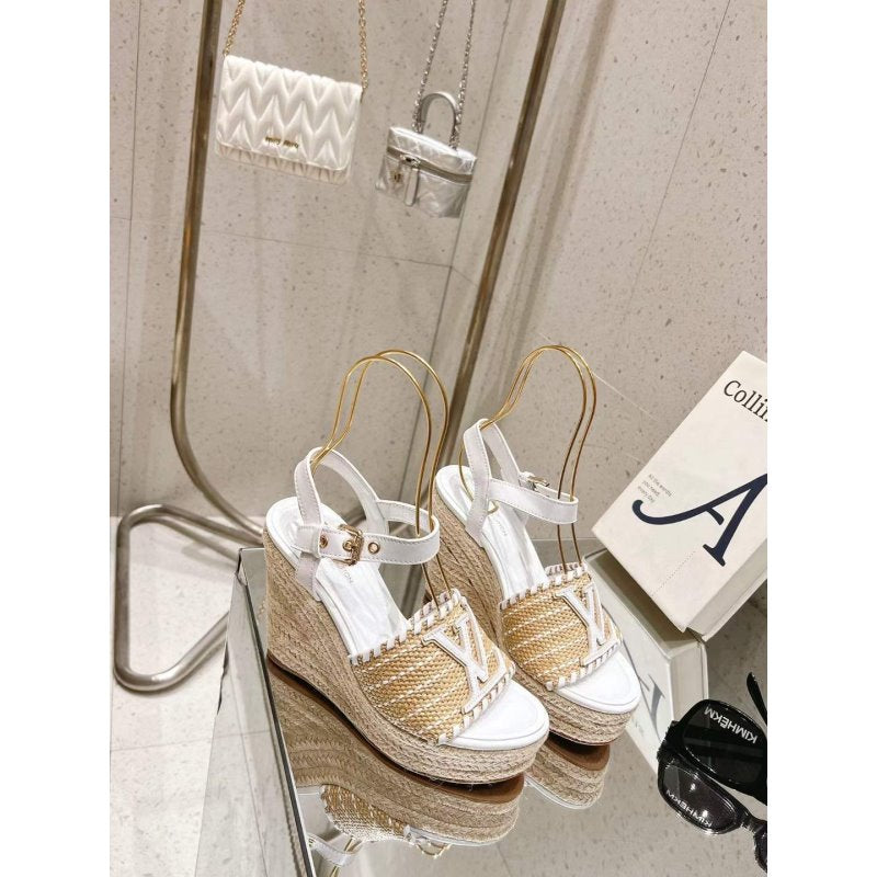 Louis Viutton Woven Wedge Sandals SH010449