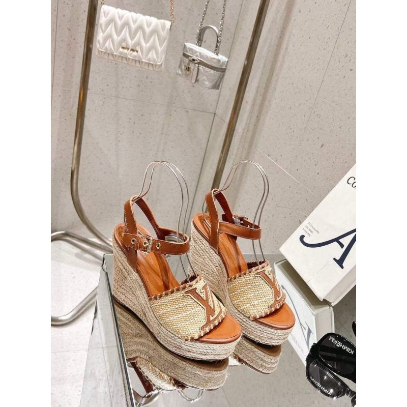 Louis Viutton Woven Wedge Sandals SH010450