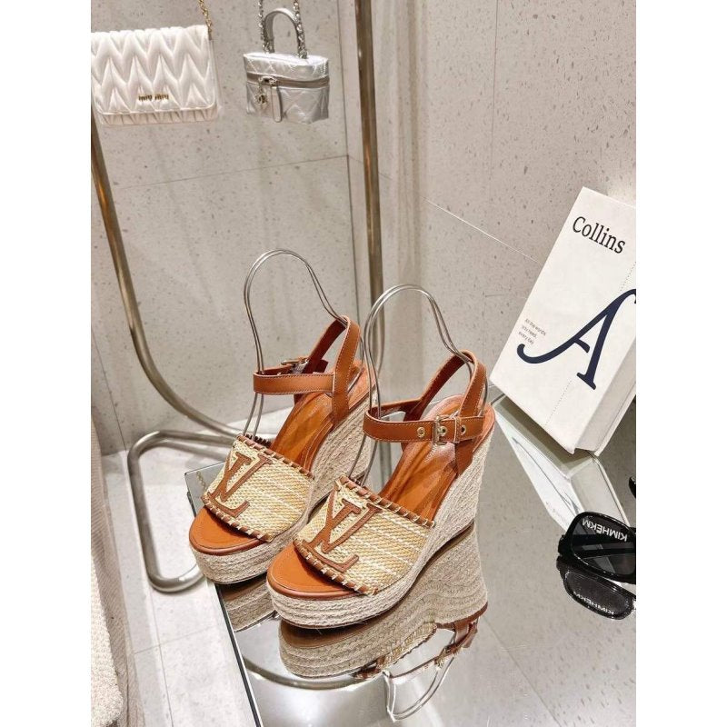 Louis Viutton Woven Wedge Sandals SH010450