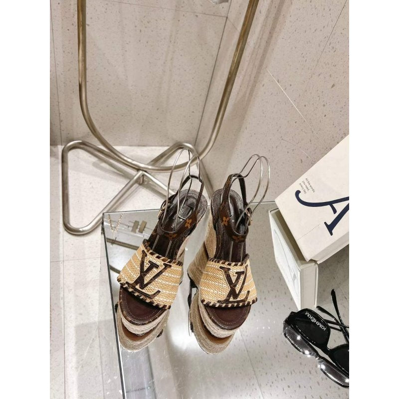Louis Viutton Woven Wedge Sandals SH010451