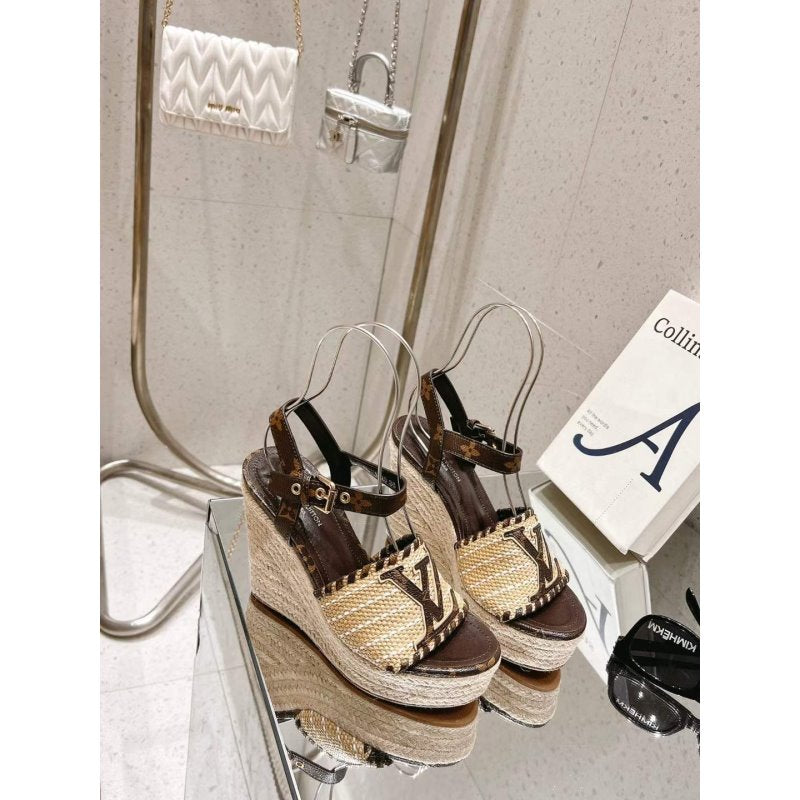 Louis Viutton Woven Wedge Sandals SH010451