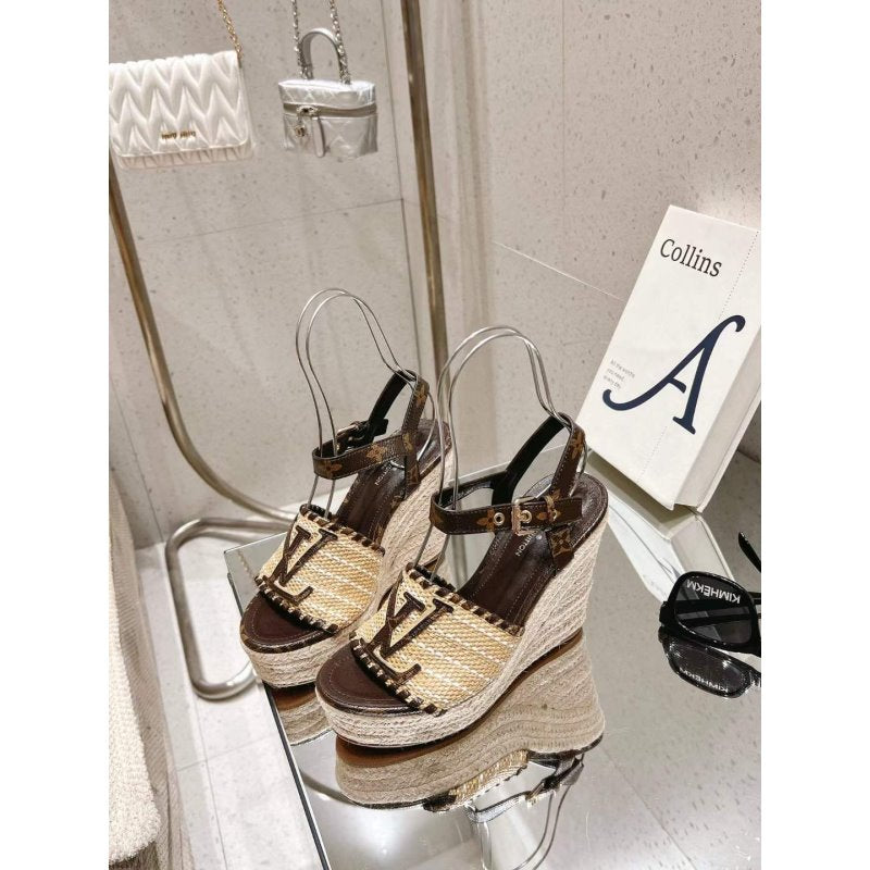 Louis Viutton Woven Wedge Sandals SH010451
