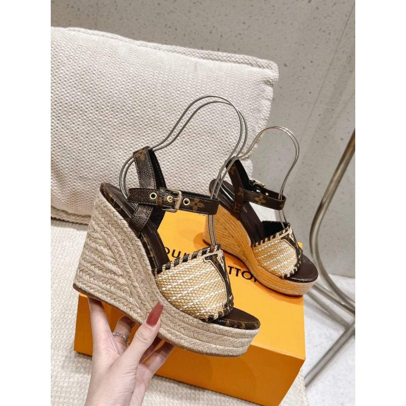 Louis Viutton Woven Wedge Sandals SH010451