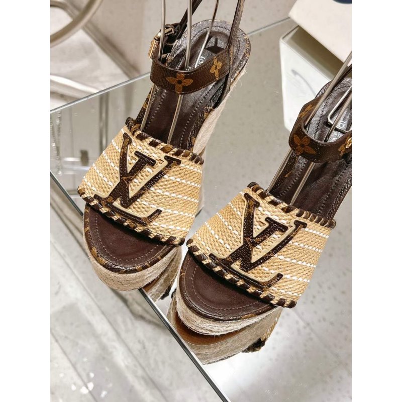 Louis Viutton Woven Wedge Sandals SH010451