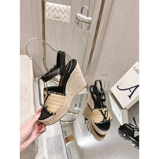Louis Viutton Woven Wedge Sandals SH010452