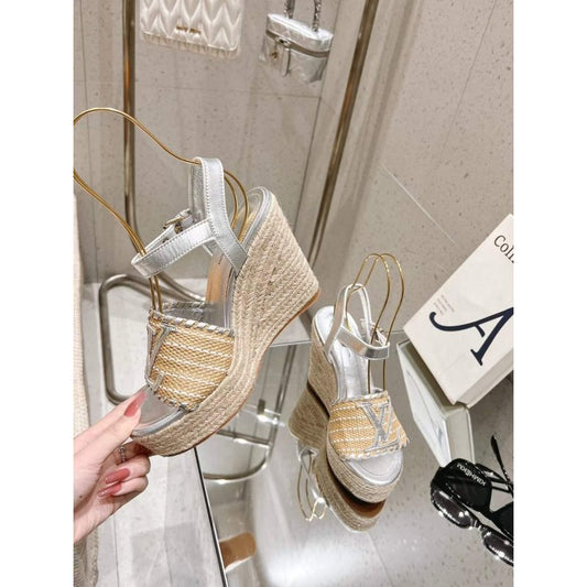 Louis Viutton Woven Wedge Sandals SH010454