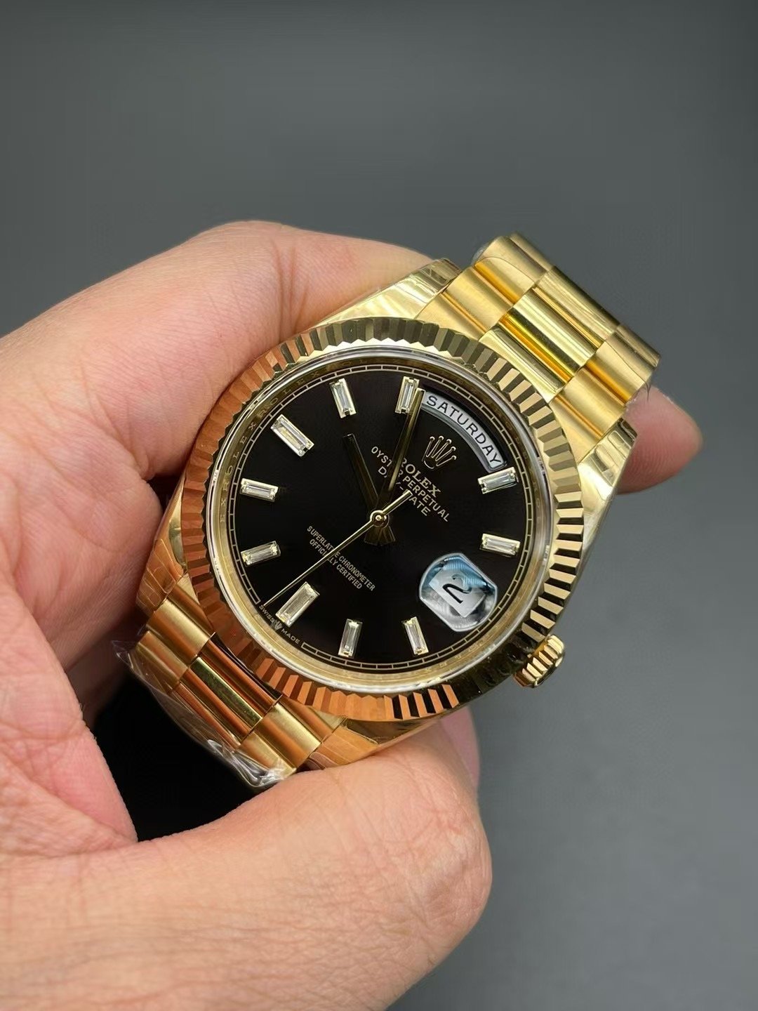 Rolex Day Date Black Sugar Wrist Watch WTJN25218