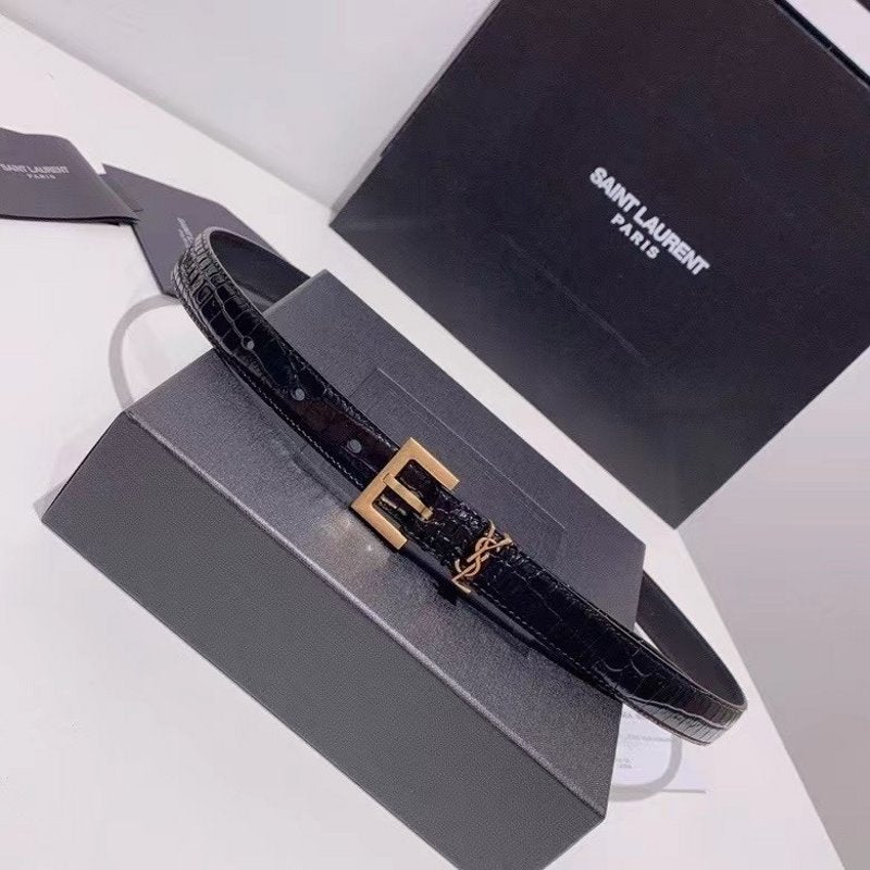 Saint Laurent Black Leather Belt WLB01256