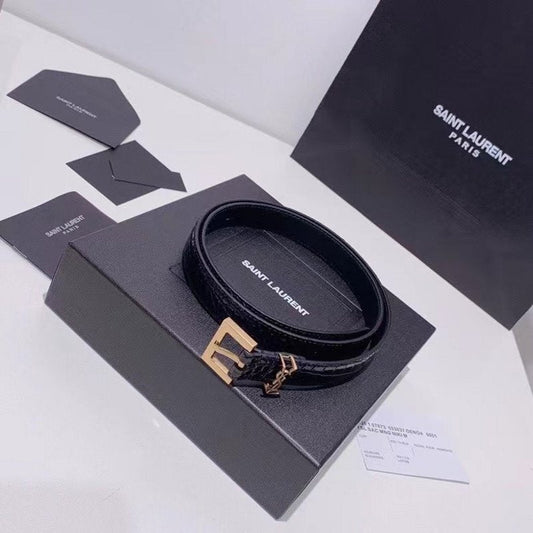 Saint Laurent Black Leather Belt WLB01256