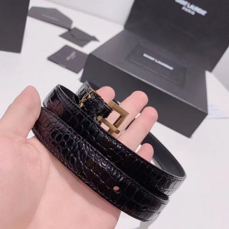 Saint Laurent Black Leather Belt WLB01256