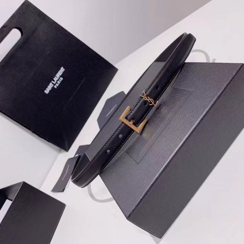 Saint Laurent Black Leather Belt WLB01260