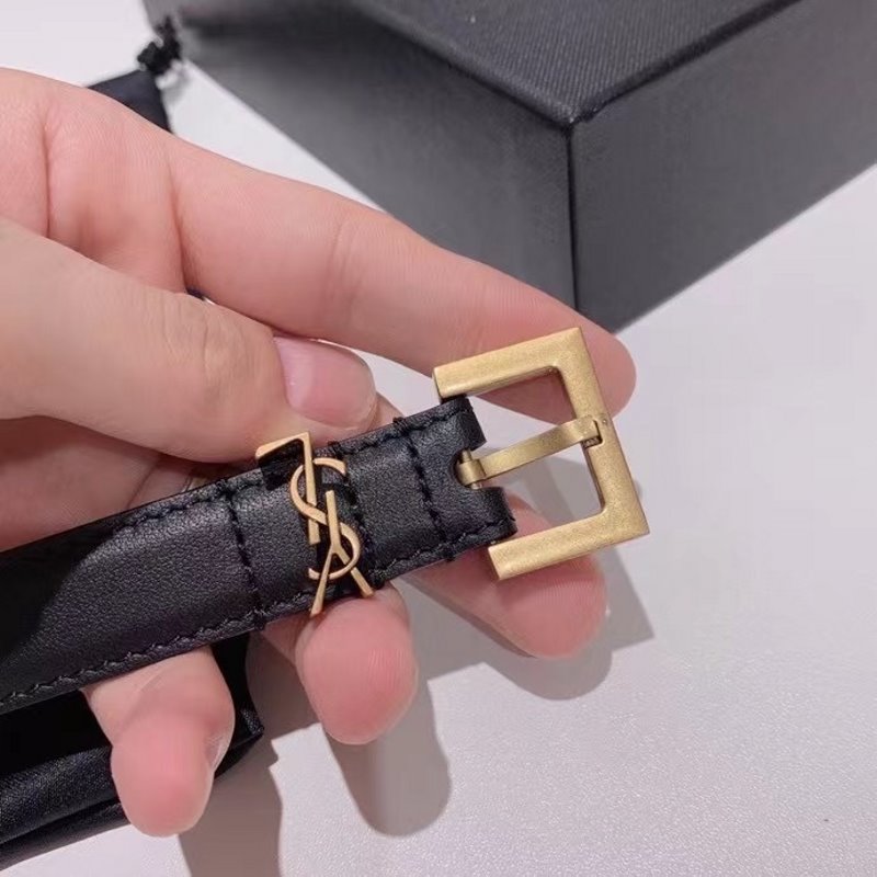 Saint Laurent Black Leather Belt WLB01260