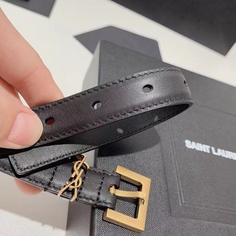 Saint Laurent Black Leather Belt WLB01260