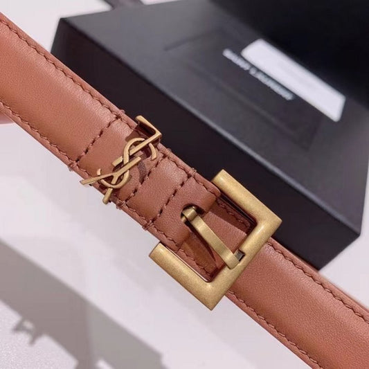 Saint Laurent Brown Leather Belt WLB01258