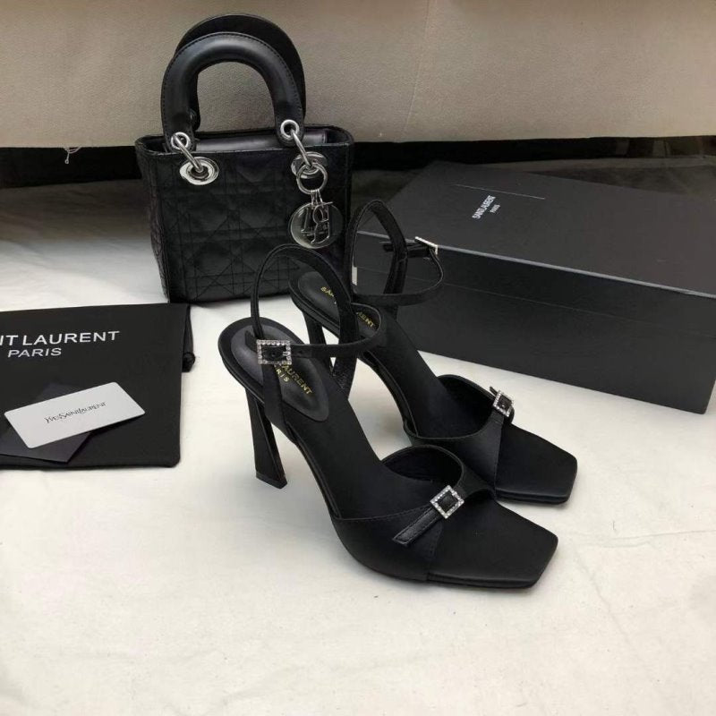 Saint Laurent Square Toe High Heeled Sandals SHS05266