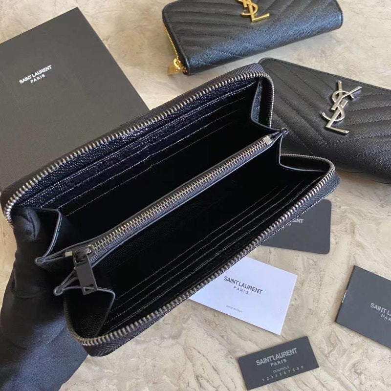 Saint Laurent Caviar Zipper Wallet WB001343