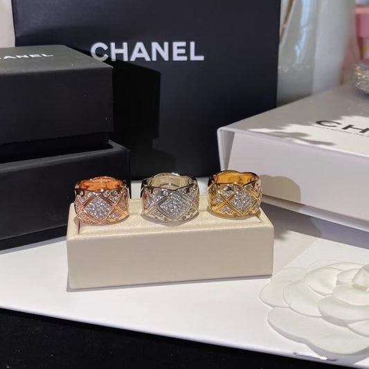 Chanel Diamond Plaid Ring JWL00814