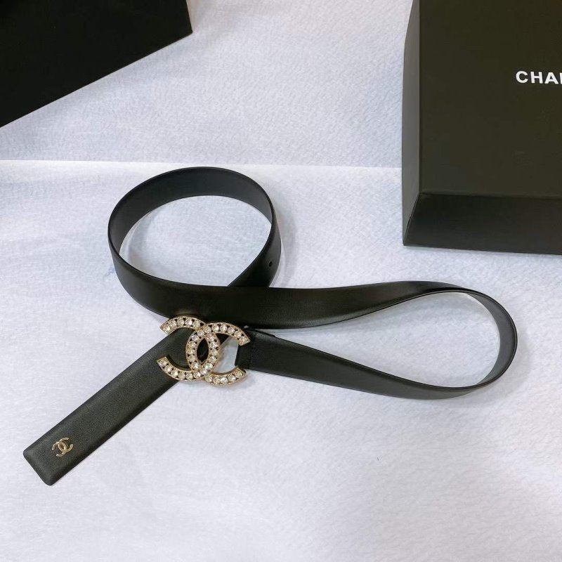 Chanel Rhinstone CC Cowhide Belt WB001174