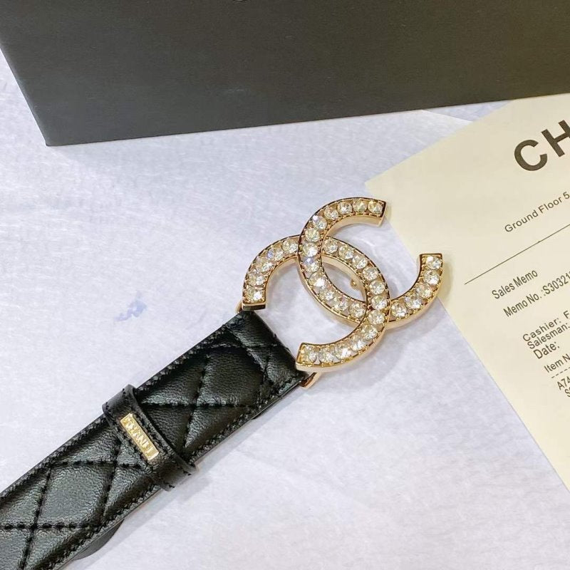 Chanel Rhinstone CC Cowhide Belt WB001175