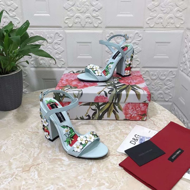 Dolce and Gabbana Flower Chunky Heel Sandals SHS05382