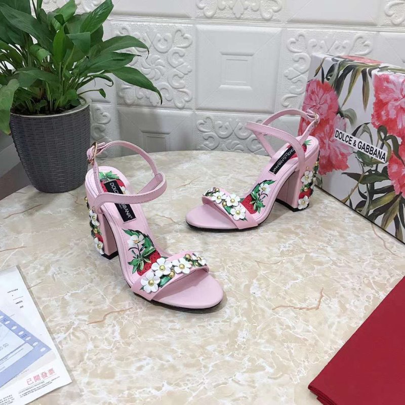 Dolce and Gabbana Flower Chunky Heel Sandals SHS05384