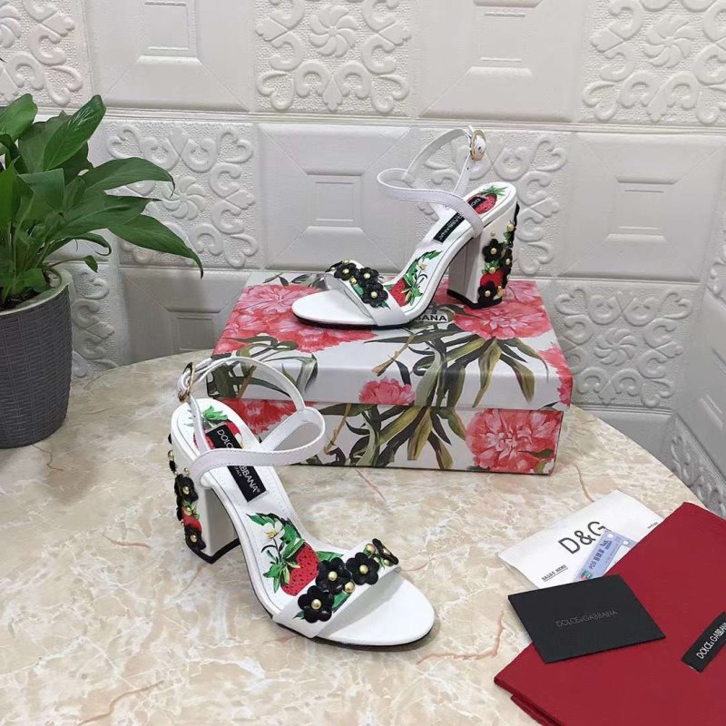 Dolce and Gabbana Flower Chunky Heel Sandals SHS05385