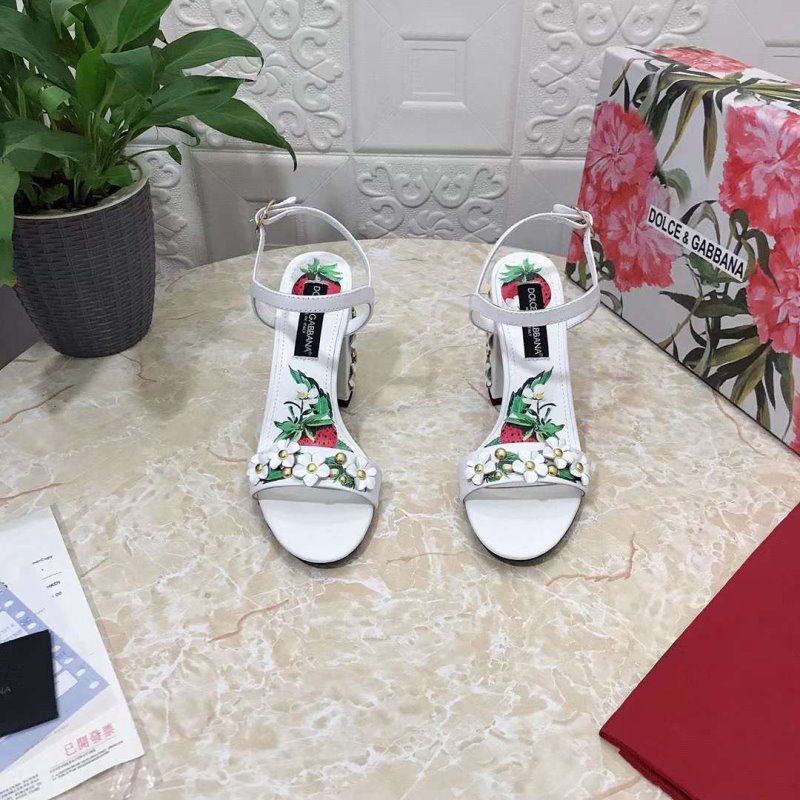 Dolce and Gabbana Flower Chunky Heel Sandals SHS05387