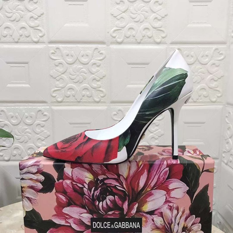 Dolce and Gabbana Flower Print Heel Single Shoes SHS05378