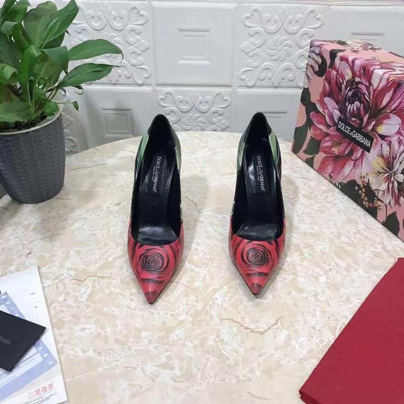 Dolce and Gabbana Flower Print Heel Single Shoes SHS05379