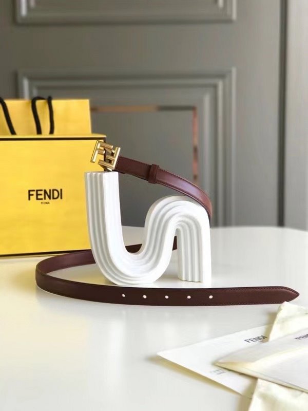 Fendi Brown FF Stud Leather Belt WLB01253