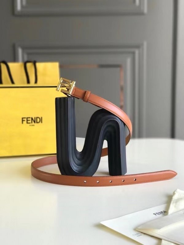 Fendi Brown FF Stud Leather Belt WLB01255