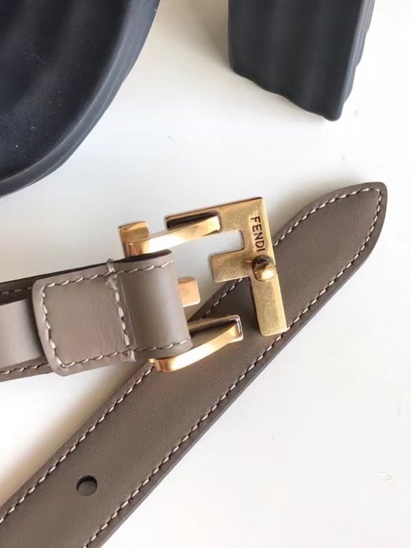 Fendi Gray FF Stud Leather Belt WLB01254