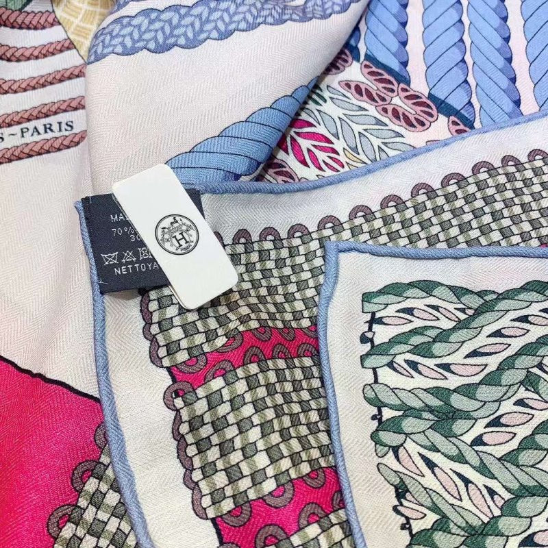 Hermes Muberry Silk and Cashmere Scarf SS001099