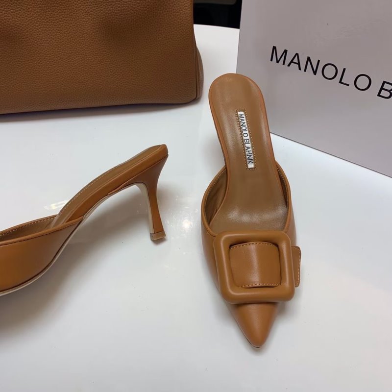Manolo Blahnik Brown Heeled Sandals SHS02576