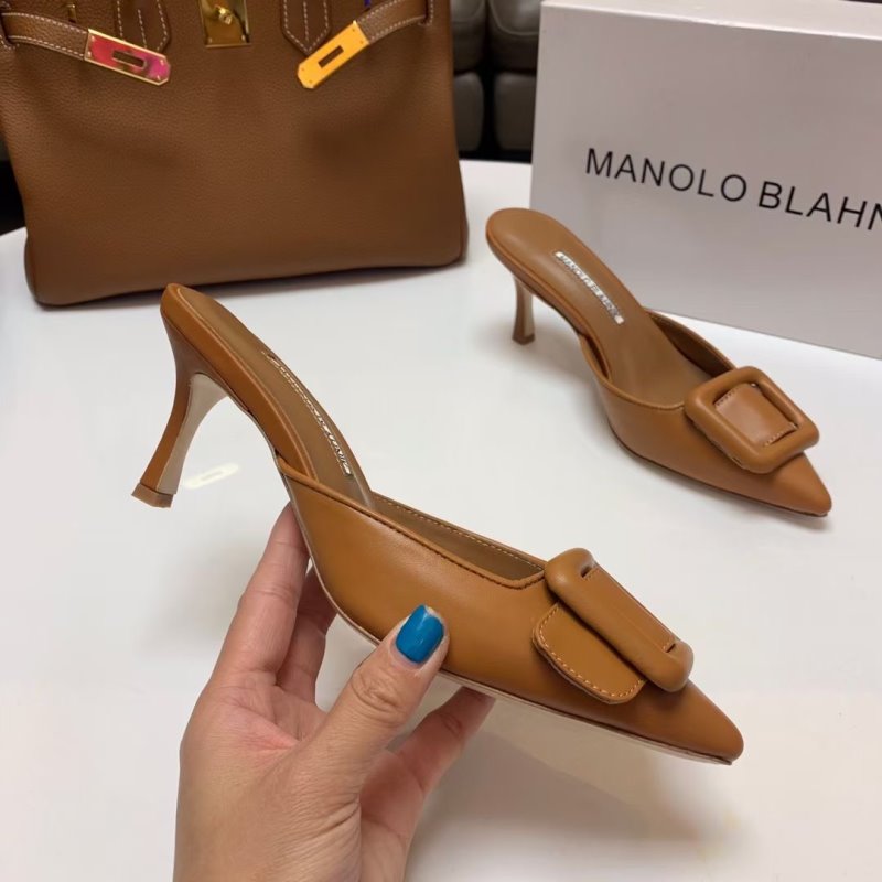 Manolo Blahnik Brown Heeled Sandals SHS02576