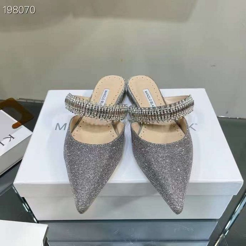 Manolo Blahnik Satin Muller Shoes SHS04894