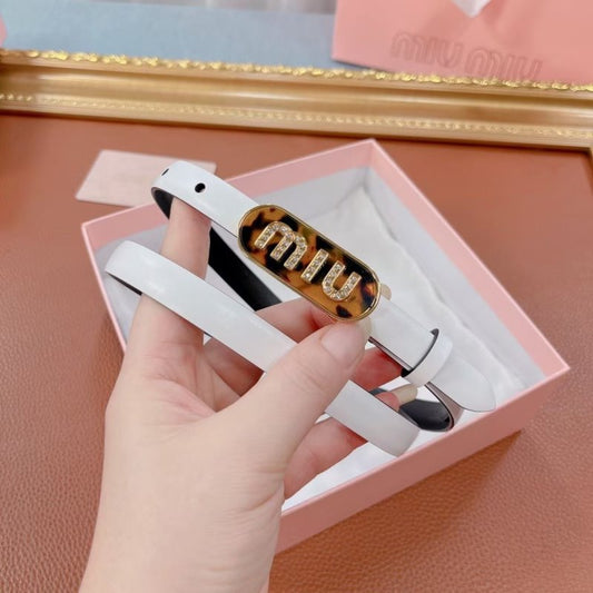 Miu Miu White and Black Leather Belt WLB01183