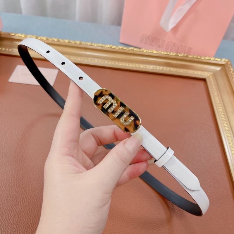 Miu Miu White and Black Leather Belt WLB01183
