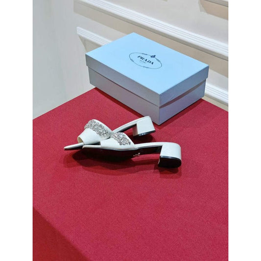 Prada Rhinestone Thick heeled Slippers SH00312