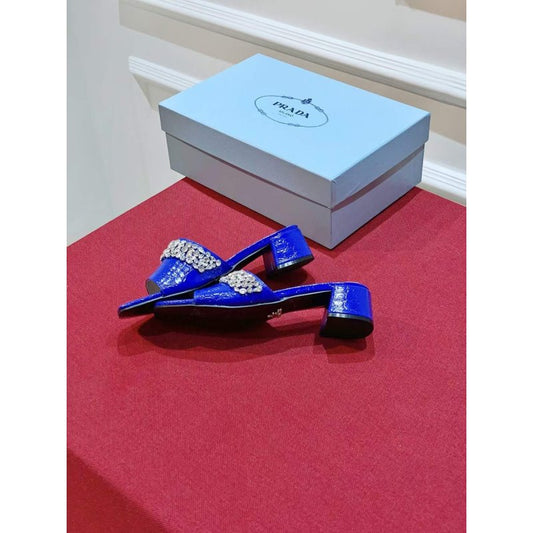 Prada Rhinestone Thick heeled Slippers SH00313