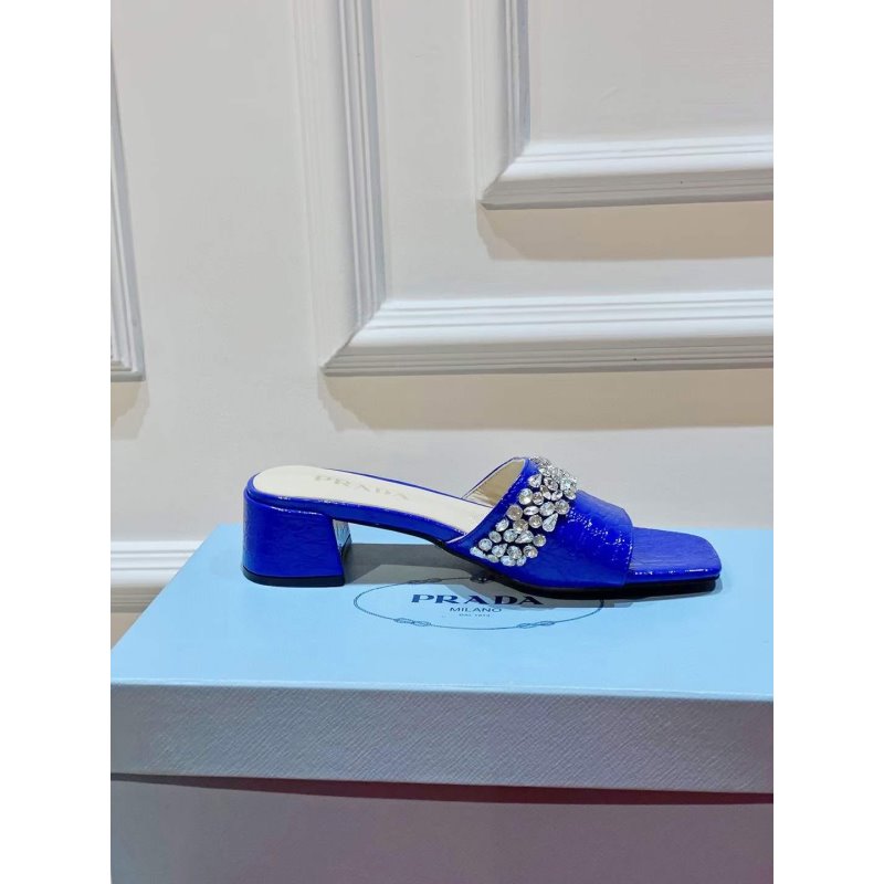 Prada Rhinestone Thick heeled Slippers SH00313