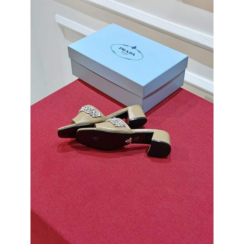 Prada Rhinestone Thick heeled Slippers SH00315