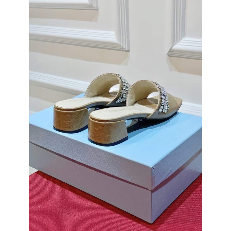Prada Rhinestone Thick heeled Slippers SH00315