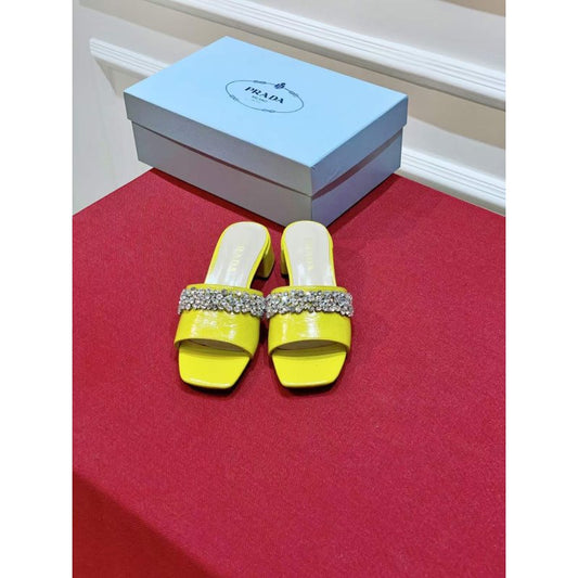 Prada Rhinestone Thick heeled Slippers SH00316