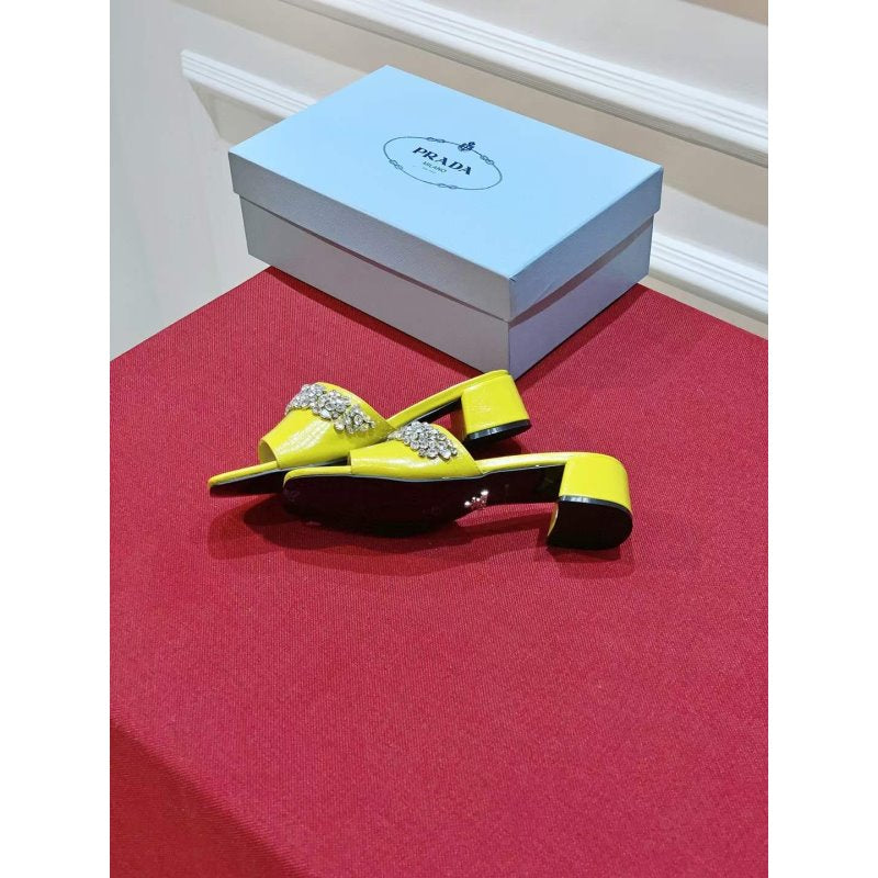 Prada Rhinestone Thick heeled Slippers SH00316