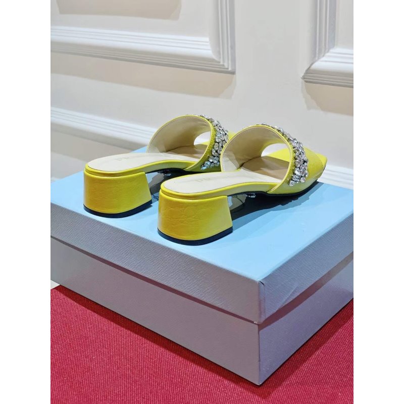 Prada Rhinestone Thick heeled Slippers SH00316