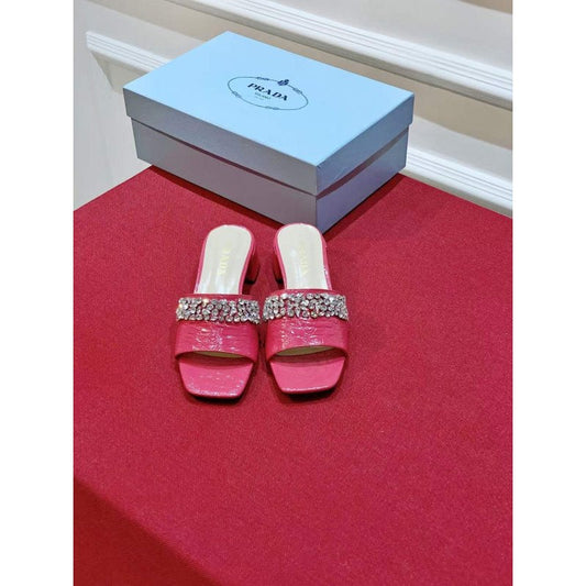 Prada Rhinestone Thick heeled Slippers SH00317