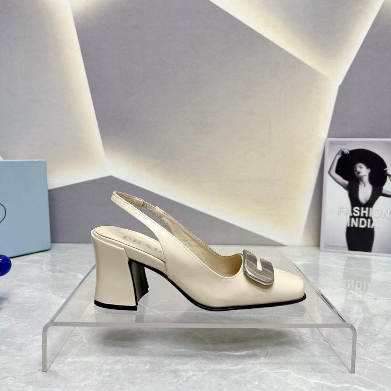 Prada Square head back empty thick single Shoes SH00095